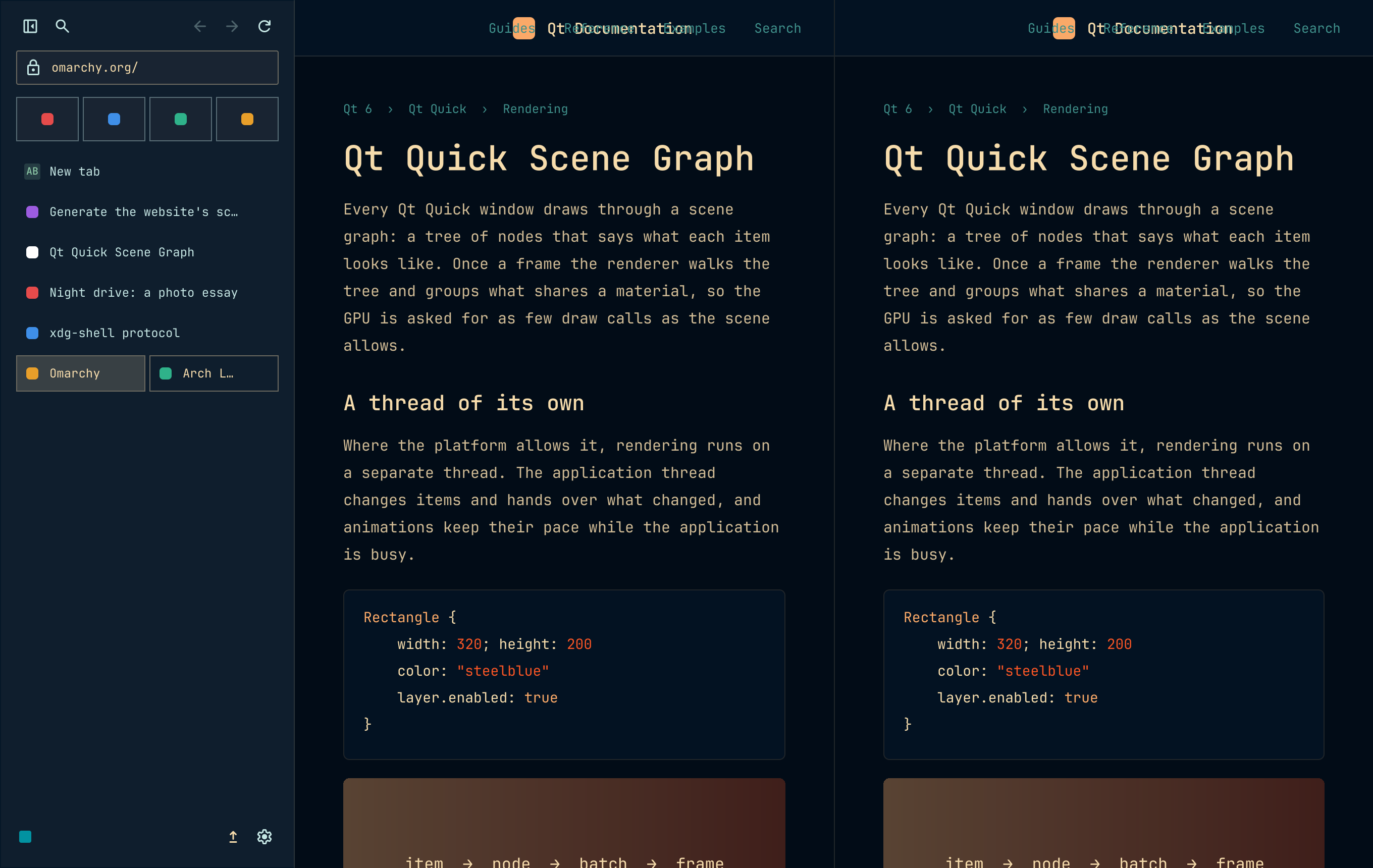 Two pages side by side in split view
