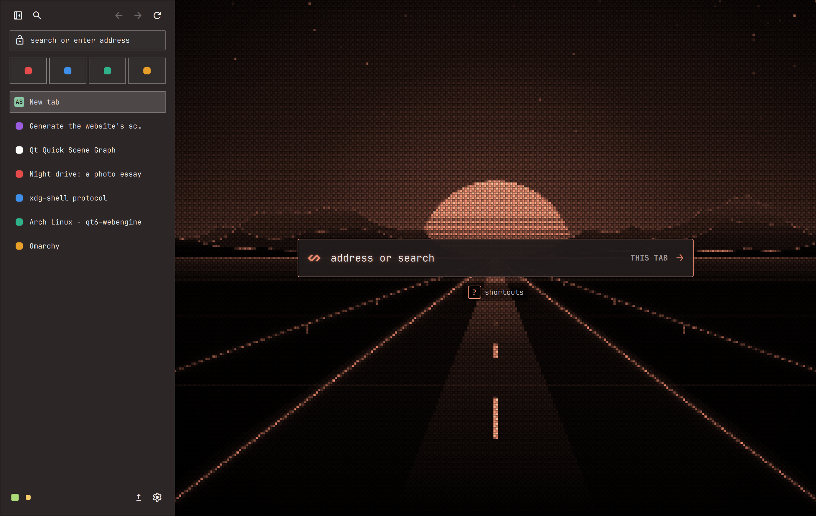 The Start page in Ristretto